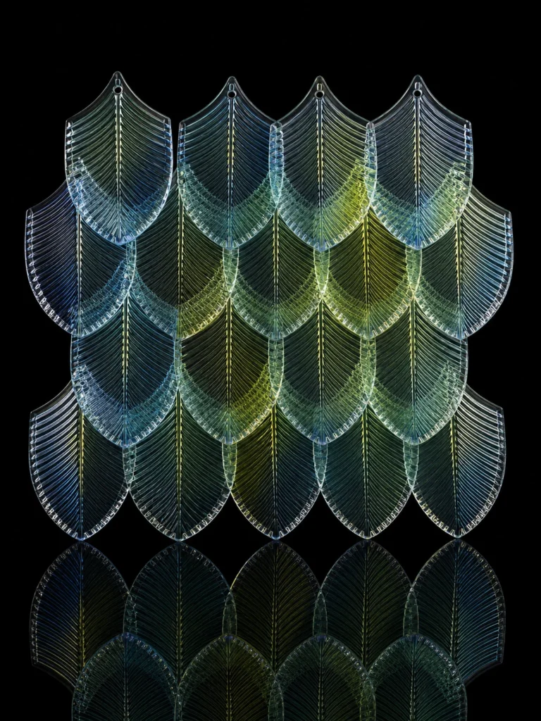 Feather & Leaf Crystal Panels — Application reference 006